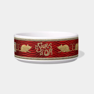 La Souris d'Or_Ruby Enamel Personalized Cat Bowl 