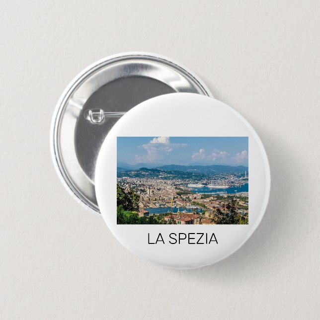 La Spezia Cityscape Liguria Italy Holiday Souvenir Button (Front & Back)