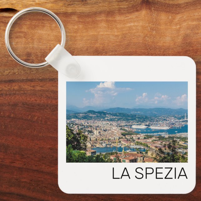 La Spezia Cityscape Liguria Italy Holiday Souvenir Keychain (Front)