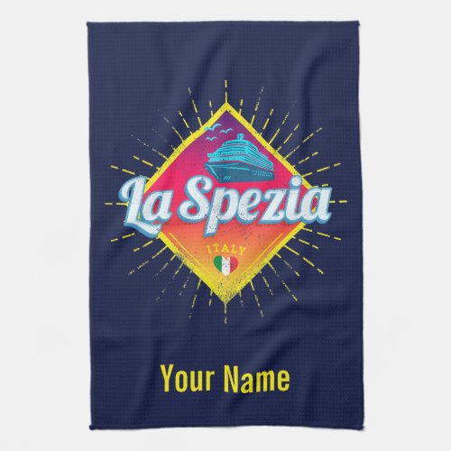 La Spezia Liguria Italy Retro Cruise Ship Vintage Kitchen Towel