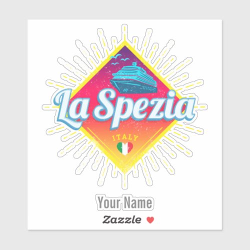 La Spezia Liguria Italy Retro Cruise Ship Vintage Sticker