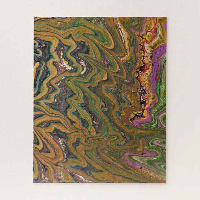 La Strada 2 Green and Gold Abstract Puzzle (Vertical)