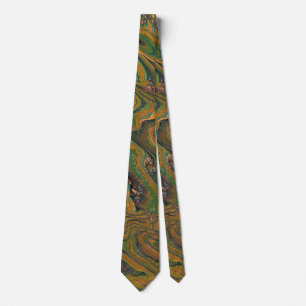 La Strada 2 Green and Gold Geode Abstract Tie