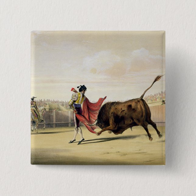 La Suerte de la Capa, 1865 (colour litho) Button (Front)