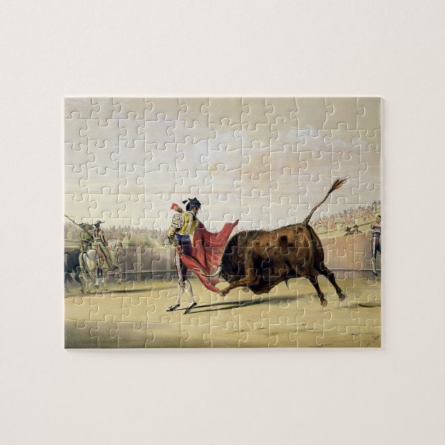 La Suerte de la Capa, 1865 (colour litho) Jigsaw Puzzle (Horizontal)