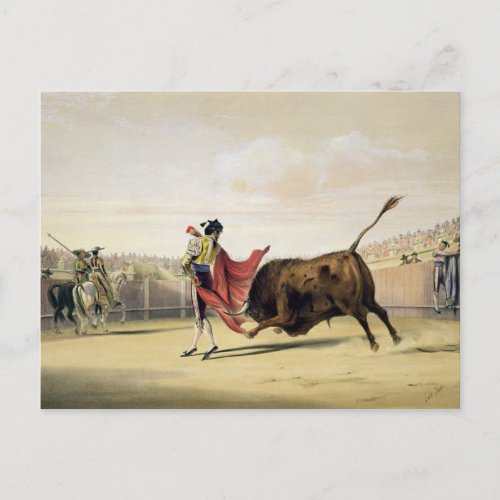 La Suerte de la Capa 1865 colour litho Postcard