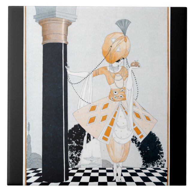 La Sultane - Vintage Fashionable Art Deco Lady Tile (Front)