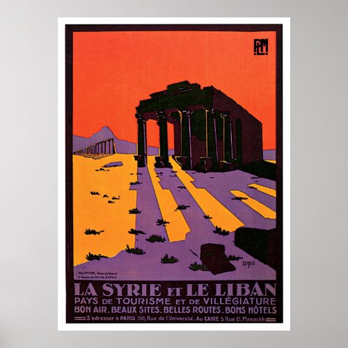 La Syrie Et Le Liban v Palmyre France Vintage Poster