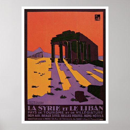 La Syrie et le Liban Vintage Travel Poster