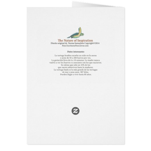 La Tortuga de Mar, tarjeta (Back)