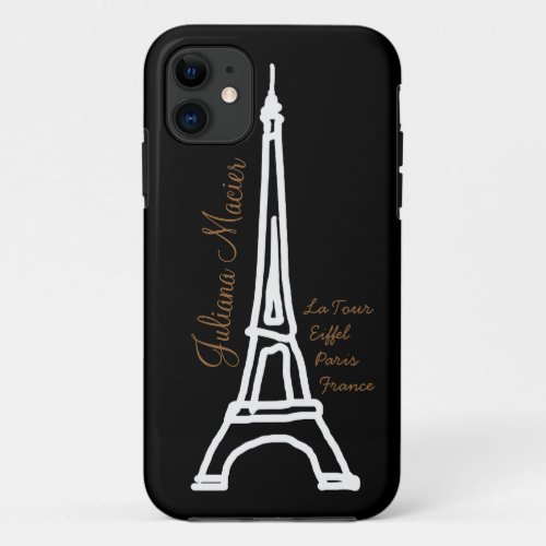 la tour Eiffel personalized name iPhone 11 Case