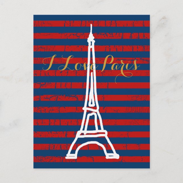 la tour Eiffel, stripes & love Postcard (Front)