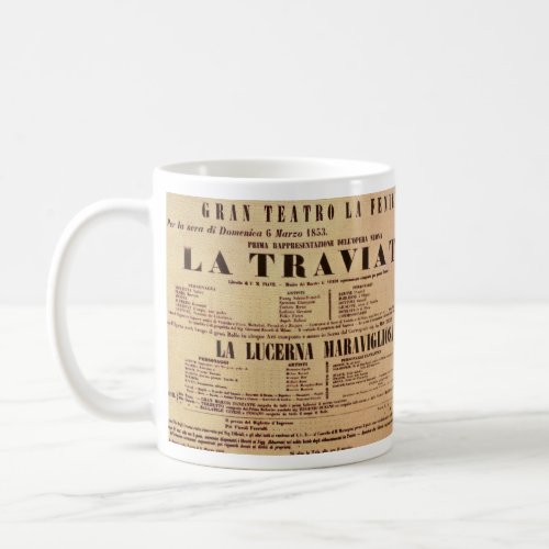 La Traviata World Premiere Poster 1853 Coffee Mug
