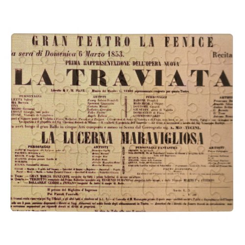 La Traviata World Premiere Poster 1853 Jigsaw Puzzle