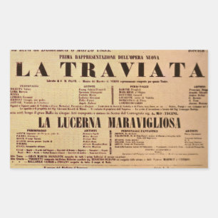 La Traviata World Premiere Poster (1853) Rectangular Sticker