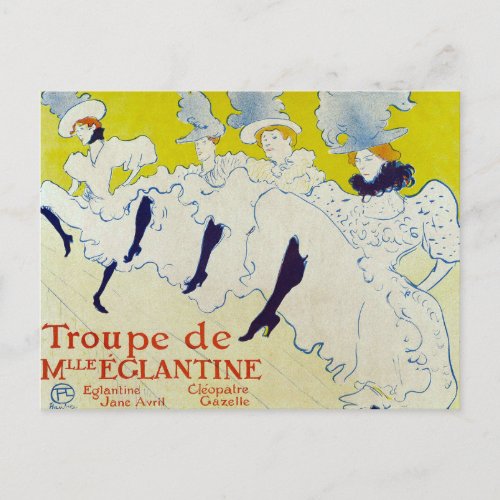 La Troupe de Mlle Eglantine by Toulouse Lautrec Postcard