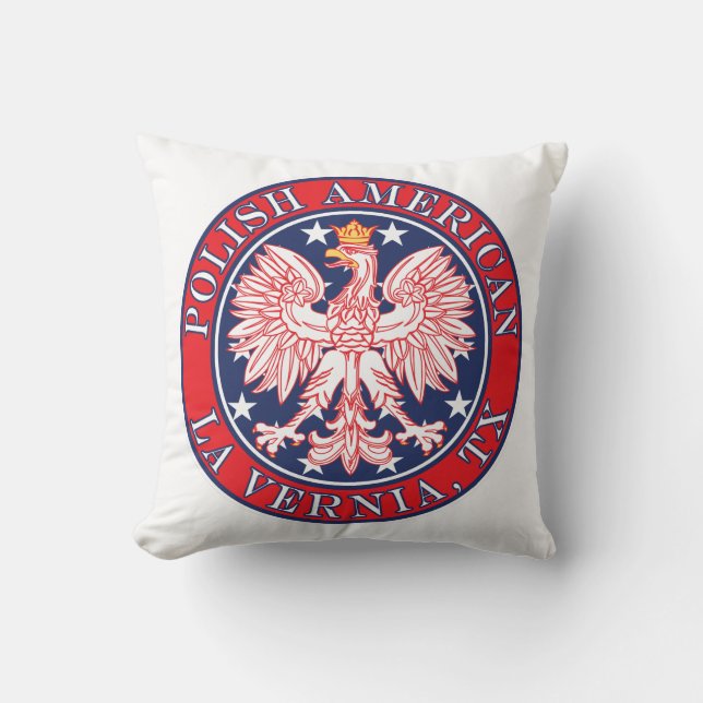 La Vernia Texas Polish American Eagle Throw Pillow (Front)