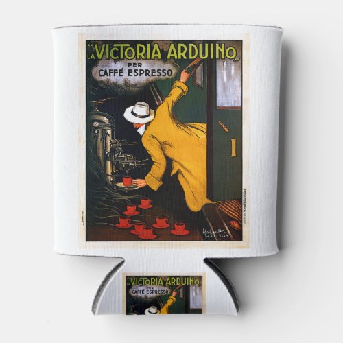 La Victoria Arduino Caffe Expresso Vintage Poster Can Cooler
