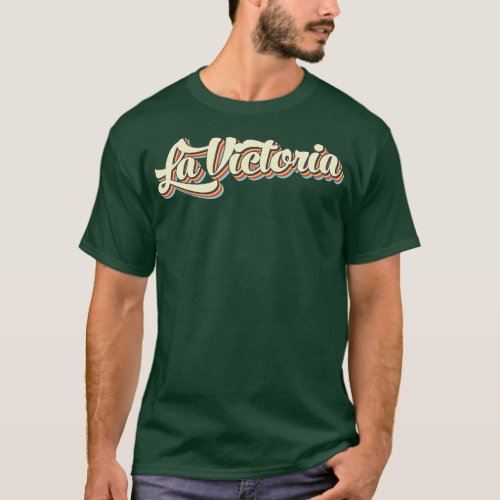 La Victoria  Retro Art Baseball Font Vintage  T_Shirt