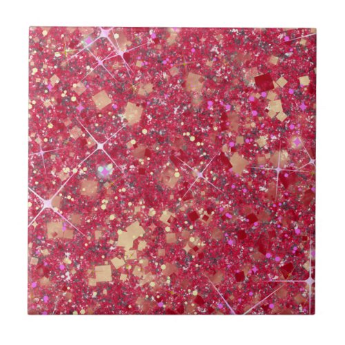 La Vida Magenta Pink Color Faux Glitter Solid Ceramic Tile