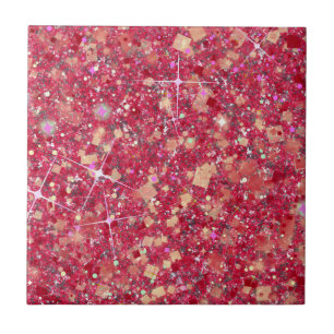 La Vida Magenta Pink Color Faux Glitter Solid Ceramic Tile