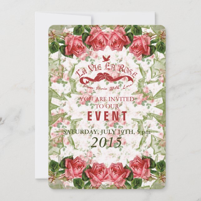 La Vie En Rose - Event Invitation Card / Invite (Front)