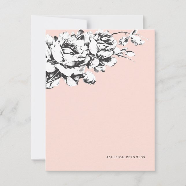 La Vie en Rose Floral Stationery - Pink Note Card (Front)