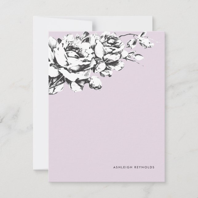 La Vie en Rose Floral Stationery - Purple Note Card (Front)