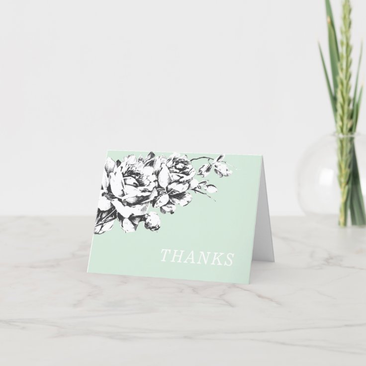 La Vie en Rose Floral Thank You Card Green Zazzle