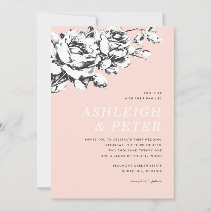 La Vie en Rose Floral Wedding Invitation Pink Zazzle