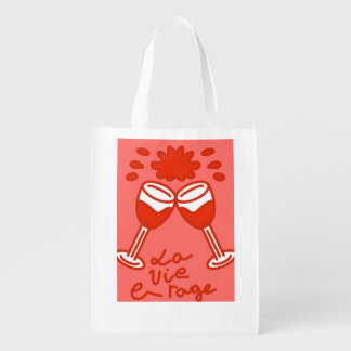 la vie en rouge grocery bag