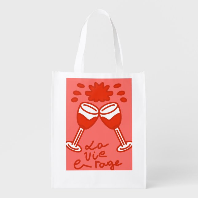 la vie en rouge grocery bag (Front)