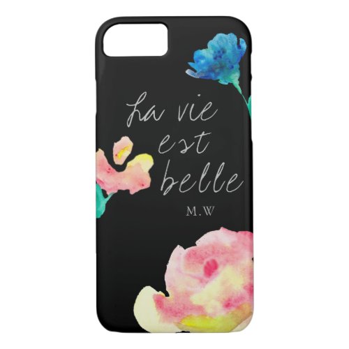 La vie est belle elegant simple monogram iPhone 87 case