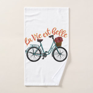 La Vie Est Belle French Bicycle Hand Towel