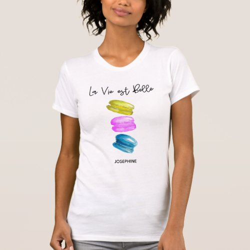 La vie est belle french macaron watercolor baker T_Shirt