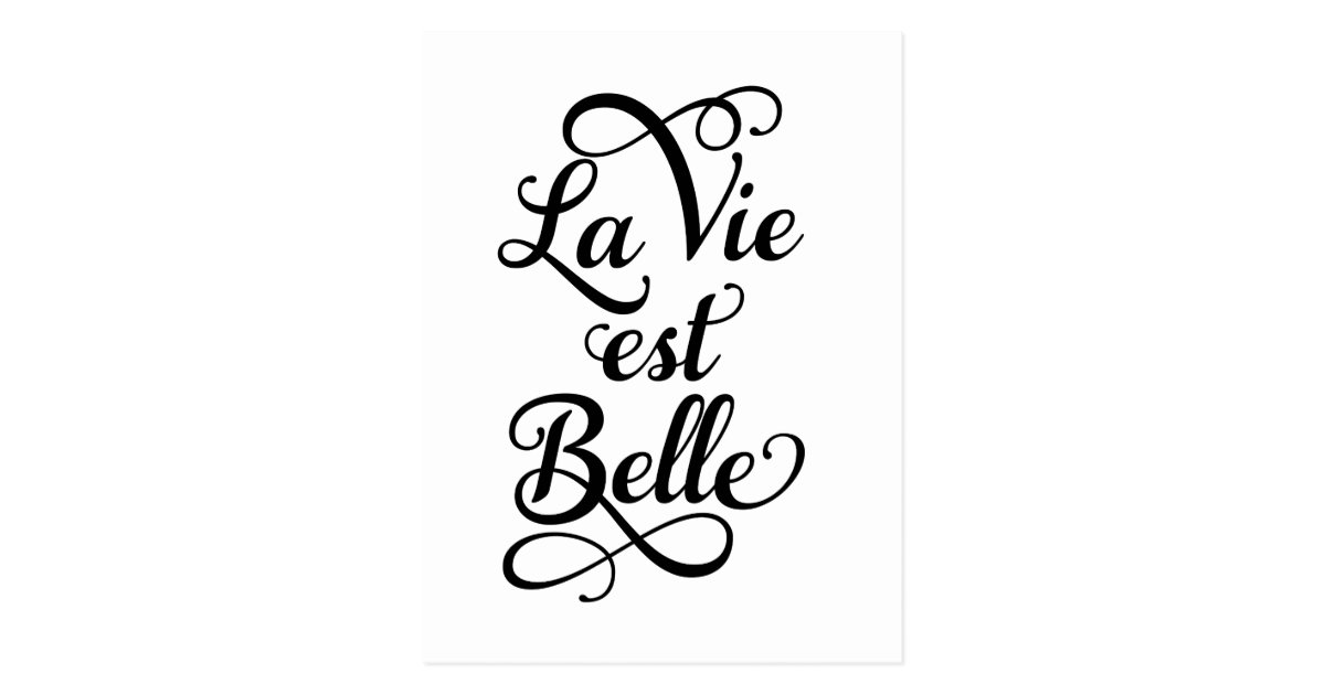 la vie est belle, life is beautiful, French quote Postcard | Zazzle.com
