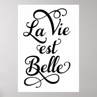la vie est belle, life is beautiful, French quote, Poster