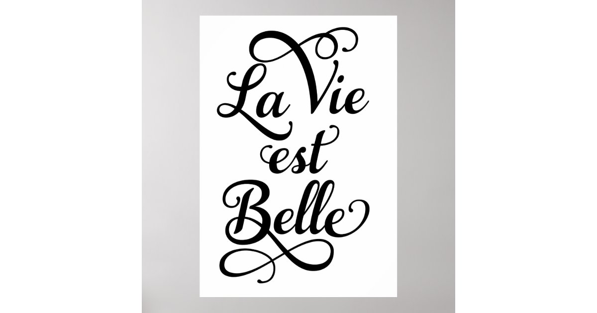 la vie est belle, life is beautiful, French quote, Poster Zazzle