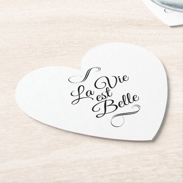 La vie est belle pillar candle paper coaster (Angled)