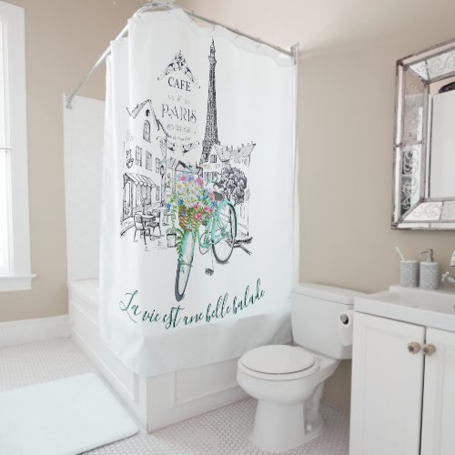 La vie est une belle balade shower curtain