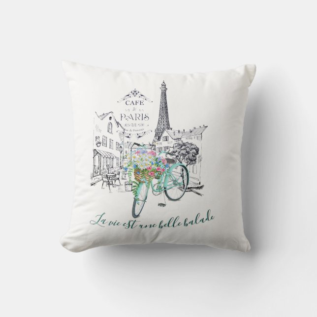 La vie est une belle balade throw pillow (Front)