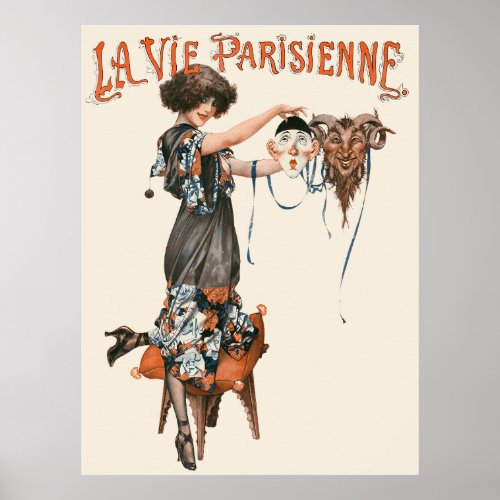 La Vie Parisienne _ Les masques de lamour Illust Poster