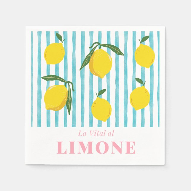 La Vital al Limone – Bright Lemon Pattern Napkins (Front)