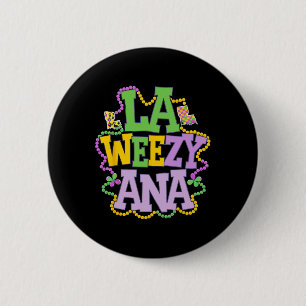 La Weezy Ana Playful Louisiana Map With Beads Fest Button