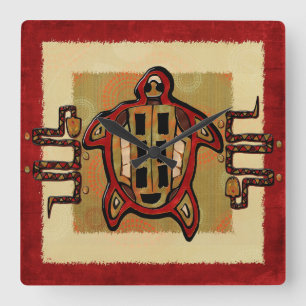 Laako'ob Uchben Mayan Folk Art DECOR Square Wall Clock