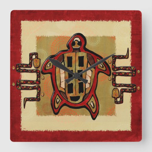 Laakoob Uchben Mayan Folk Art DECOR Square Wall Clock