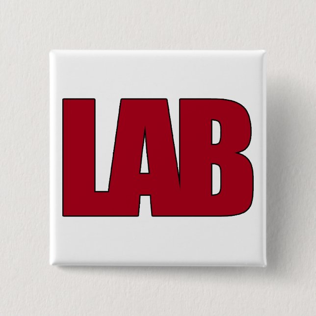 LAB BIG RED LETTERS LABORATORY BUTTON (Front)