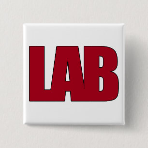 LAB BIG RED LETTERS LABORATORY BUTTON