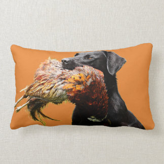 Lab Bird Hunting Lumbar Pillow