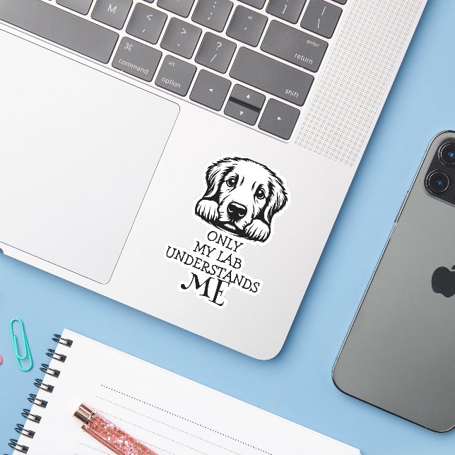 Lab Black and White Understands Me Theme Sticker (Laptop w/ iPhone)